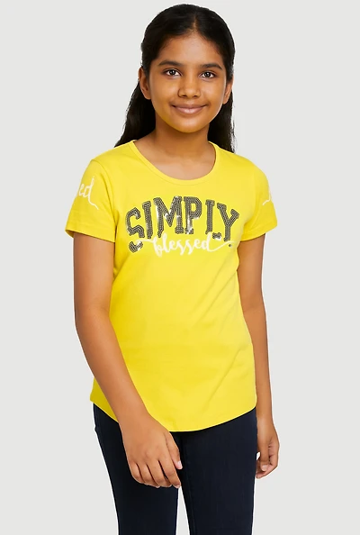 Girls Sequin Simply Blessed Tee