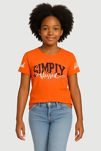 Girls Sequin Simply Blessed Tee,