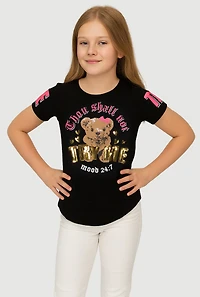Girls Sequin Thou Shall Not Graphic Tee