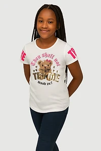 Girls Sequin Thou Shall Not Graphic Tee