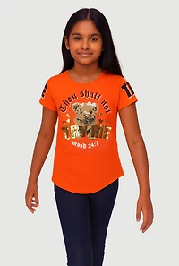 Girls Sequin Thou Shall Not Graphic Tee