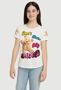 Girls Sequin Dont Ruin My Mood Graphic Tee