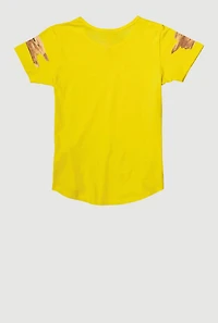 Girls Sequin Dont Ruin My Mood Graphic Tee, Yellow, Size 7-8