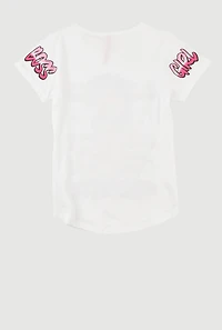 Girls Sequin Girl Boss Graphic Tee, White, Size 7-8