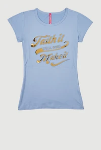Girls Faith It 3D Foil Graphic Top