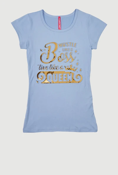 Girls Hustle Like A Boss 3D Foil Graphic Tee