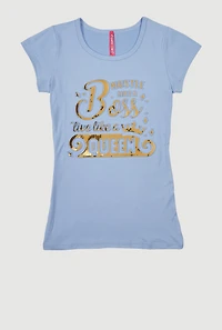 Girls Hustle Like A Boss 3D Foil Graphic Tee