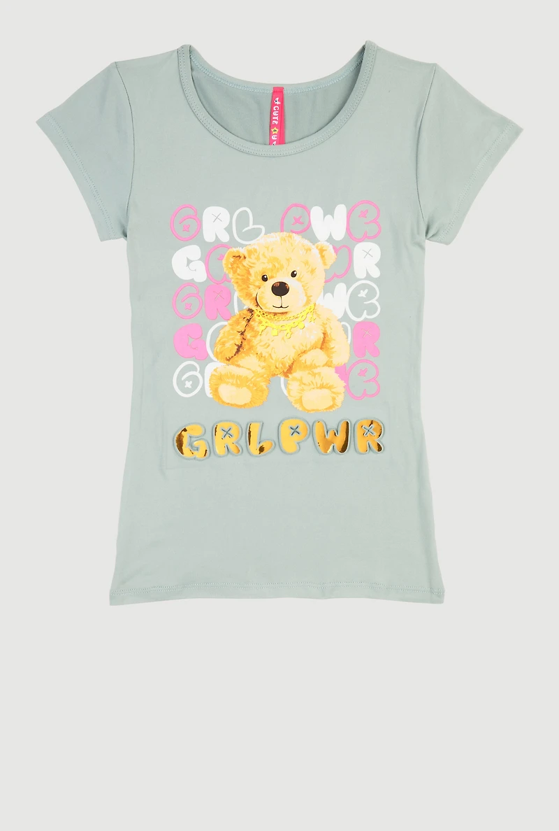 Girls GRL PWR 3D Foil Graphic Tee