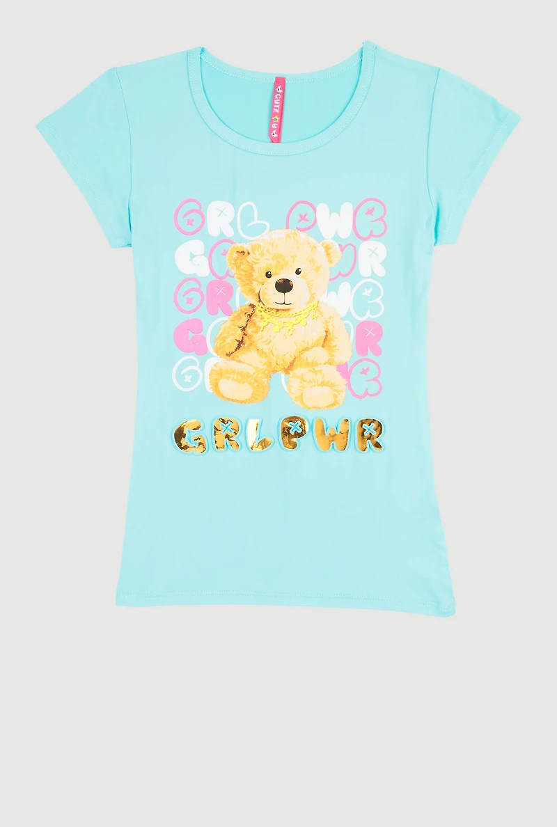 Girls GRL PWR 3D Foil Graphic Tee