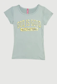 Girls God Is Good 3D Foil Graphic Tee