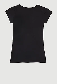 Girls 3D Faith Requires Trust Foil Screen Graphic Tee, Black, Size 7-8