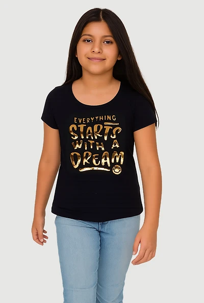 Girls Everything Starts With A Dream 3D Foil Tee