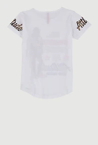 Girls Sequin Attitude Graphic Tee, White, Size 10-12
