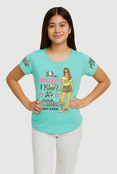 Girls Sequin Attitude Graphic Tee,