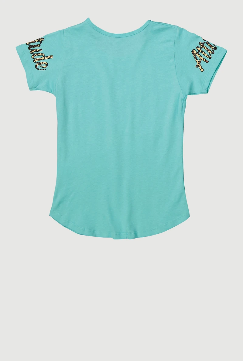Girls Sequin Attitude Graphic Tee, 7-8