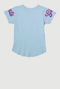 Girls Sequin GOALS Graphic Tee, 7-8