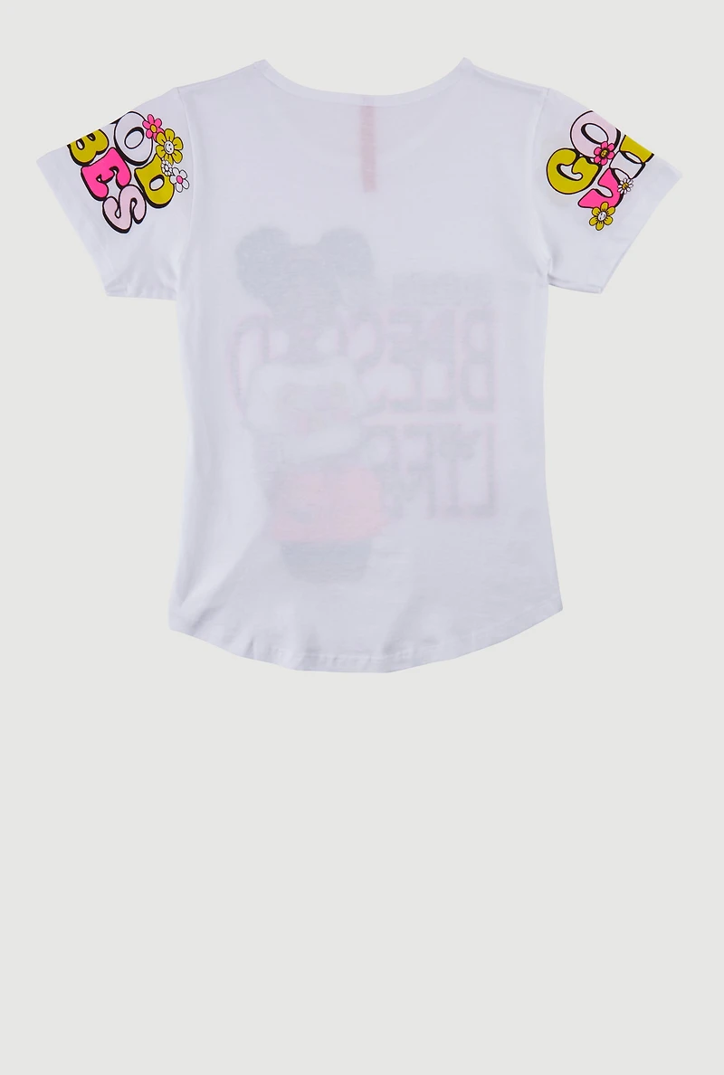 Girls Sequin Living My Blessed Life Graphic Tee, White, Size 10-12