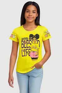 Girls Sequin Living My Blessed Life Graphic Tee