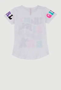 Girls Sequin Boss Era Graphic Tee, White, Size 14-16