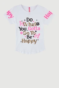Girls Sequin What You Gotta Do Graphic Tee, White, Size 14-16