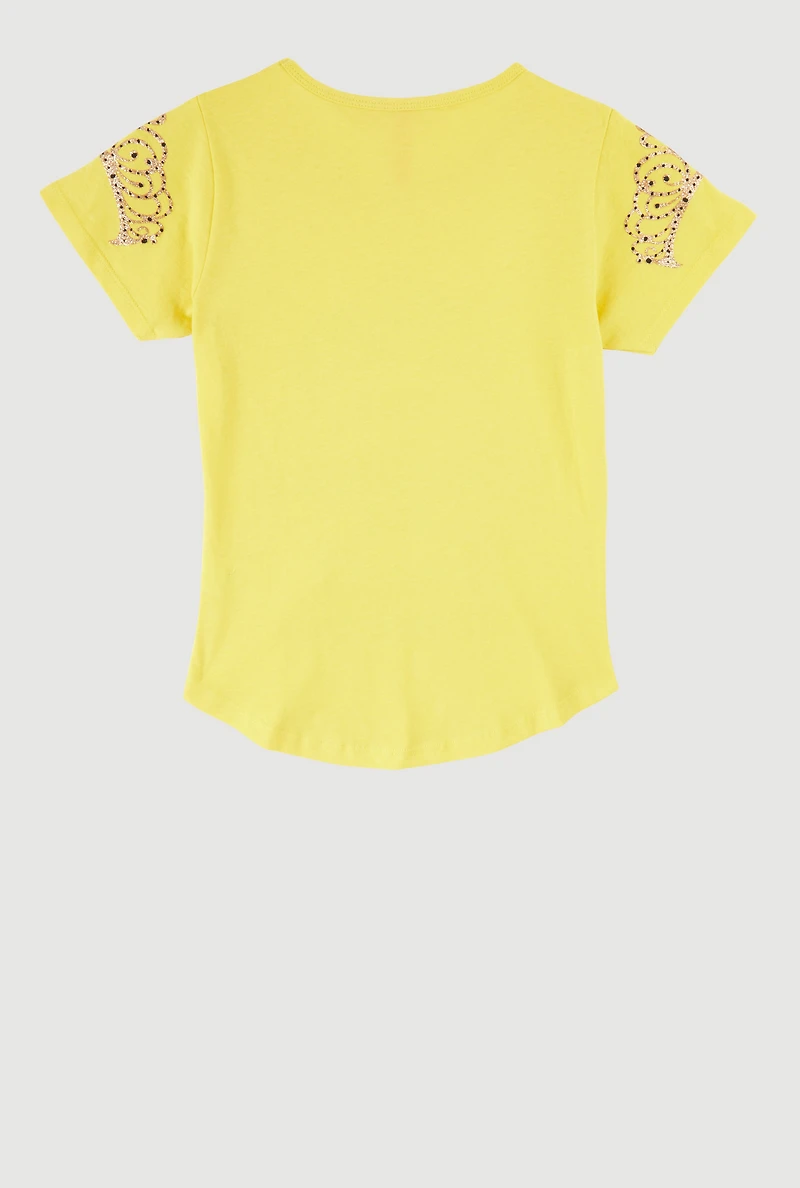 Girls She Glitter Sequin Graphic Tee, Yellow, Size 7-8