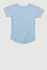 Girls Sequin Blessed And Grateful Butterfly Tee, 10-12