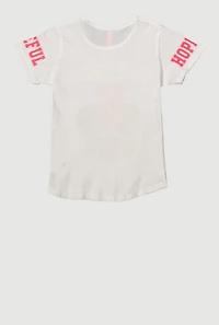 Girls Sequin Hopeful Graphic Tee, White, Size 7-8