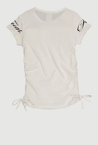 Girls Faith Bow Graphic Side Ruched Tee