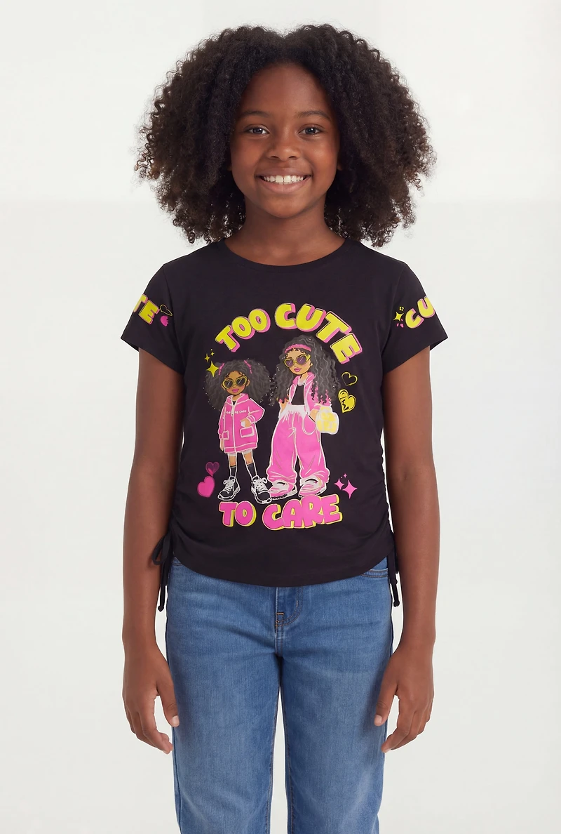 Girls Too Cute To Care Graphic Tee