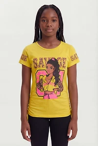 Girls Savage 07 Ruched Side Graphic Tee