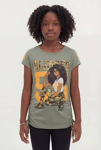 Girls Blessed 55 Graphic Side Ruched Tee