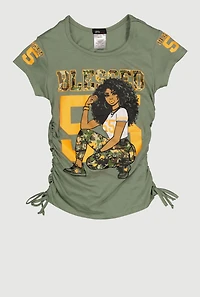 Girls Blessed 55 Graphic Side Ruched Tee
