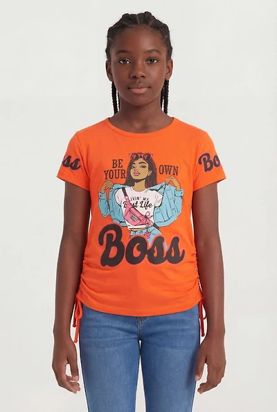 Girls Be Your Own Boss Ruched T-Shirt