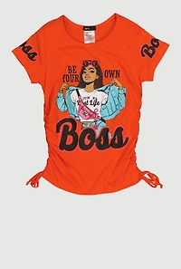 Girls Be Your Own Boss Ruched T-Shirt