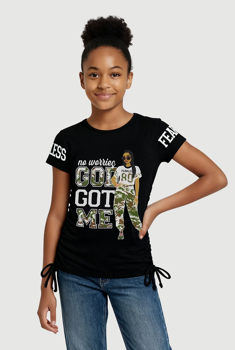Girls Fearless Ruched Side Graphic Tee