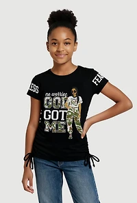 Girls Fearless Ruched Side Graphic Tee