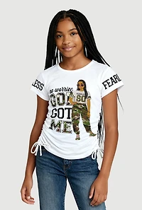 Girls Fearless Ruched Side Graphic Tee