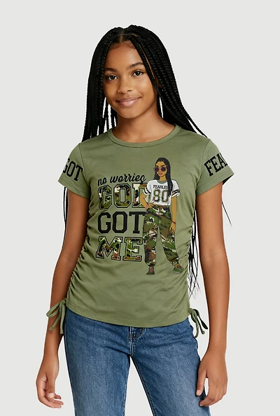 Girls Fearless Ruched Side Graphic Tee