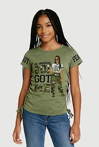 Girls Fearless Ruched Side Graphic Tee