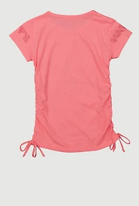 Girls I Am Beary Happy Ruched Side Graphic Tee, 14-16