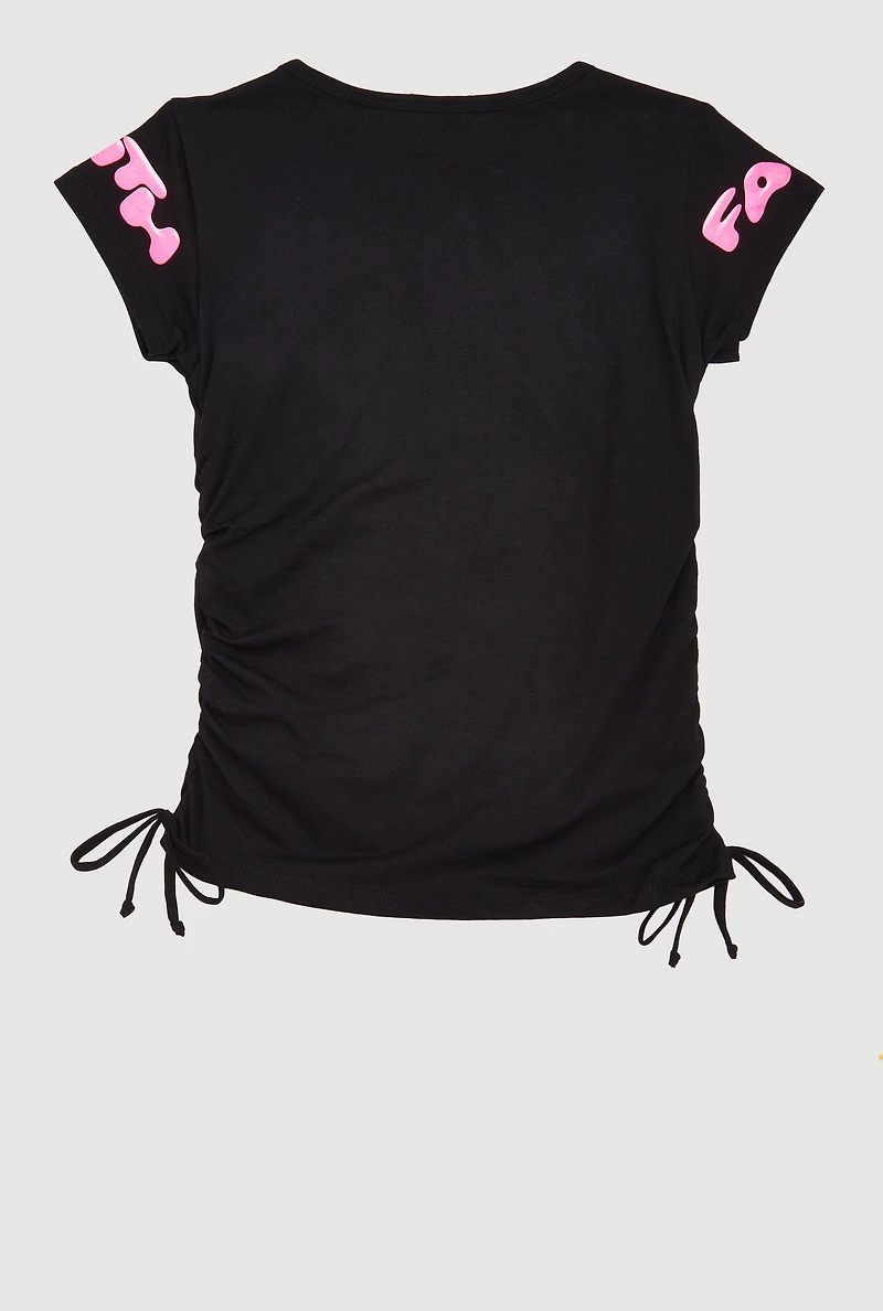 Girls Side Ruched Faith Moves Graphic Tee