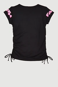 Girls Side Ruched Faith Moves Graphic Tee