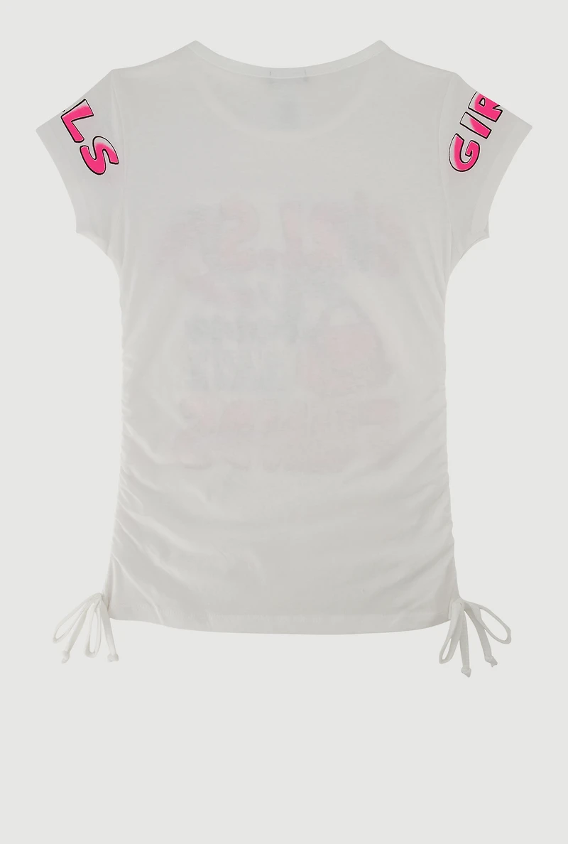Girls Just Wanna Have Funds Ruched Side Graphic Tee