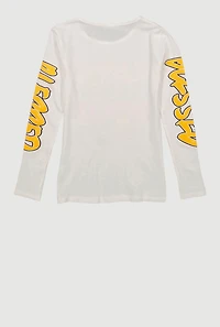 Girls Blessed By God Spoiled Mom Long Sleeve Graphic Tee, White,