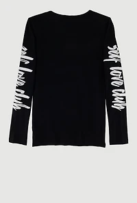 Girls Self Love Club Graphic Tee, Black, Size 7-8