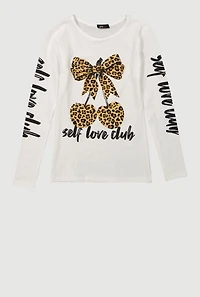 Girls Self Love Club Graphic Tee, White, Size 7-8