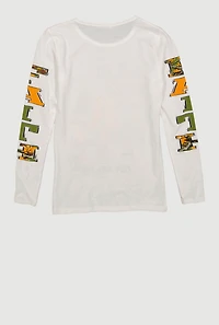 Girls Walk By Faith Not Sight Graphic Long Sleeve Tee