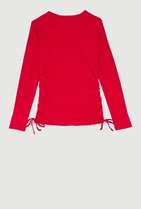 Girls Removable Rhinestone Bear Necklace Ribbed Knit Tee