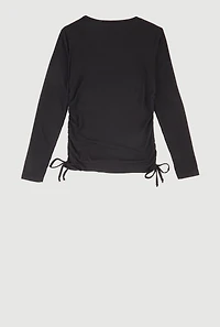 Girls Removable Blessed Rhinestone Necklace Ribbed Knit Tee