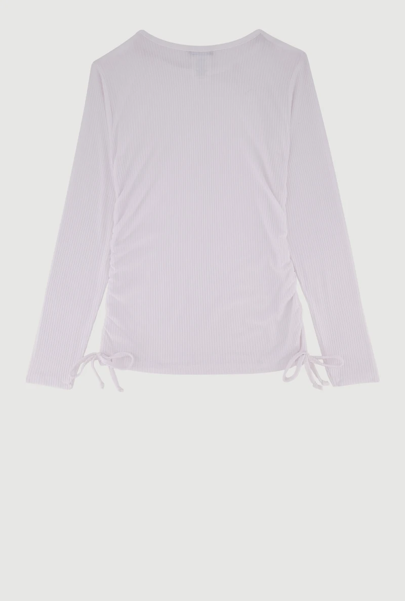 Girls Removable Blessed Rhinestone Necklace Ribbed Knit Tee